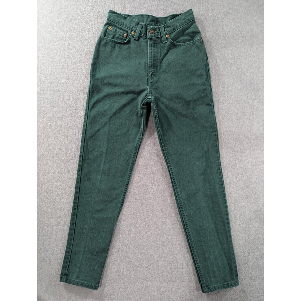 Vintage Levi's Jeans Juniors 7 Green High Rise Tapered 100% Cotton USA 90s